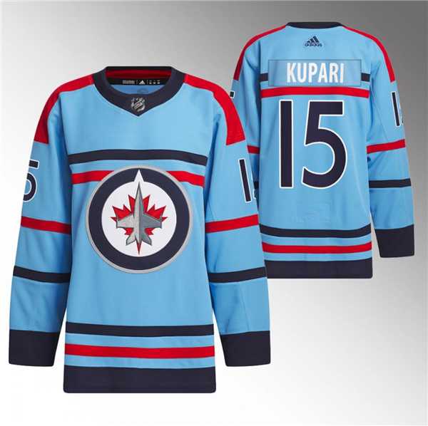 Men%27s Winnipeg Jets #15 Rasmus Kupari Light Blue Anniversary Primegreen Stitched Jersey Dzhi
